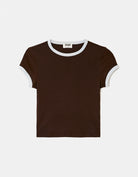 Tally Weijl Brown Basic T Shirt, front flat lay view