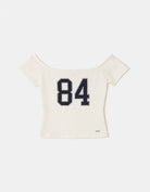 Tally Weijl White Printed Cropped T Shirt, front flat lay view