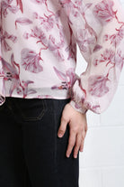 Rant & Rave Anna Frill Top in blush, sleeve and floral fabric detail