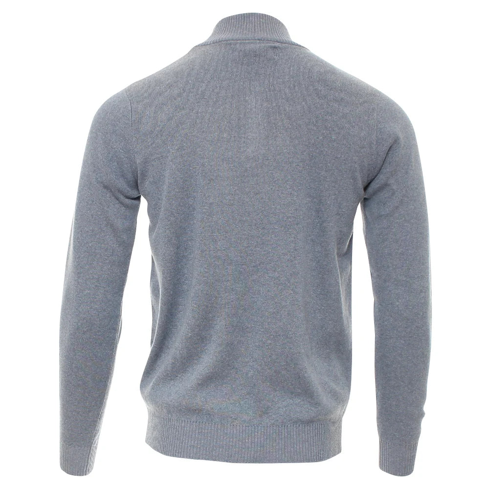 Kenrow Justin half zip jumper in powder blue melange, back view