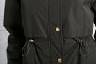 Rant & Rave Relax & Renew Becca jacket in khaki, front fastening and drawstring waist detail.