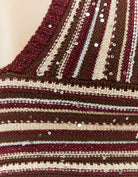 Tally Weijl burgundy and beige sequin knit crop top, sequin knit detail
