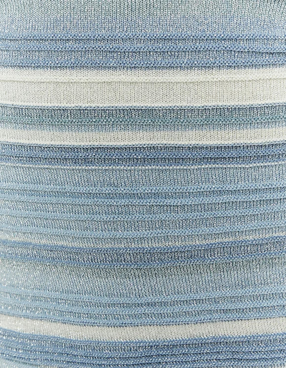 Blue and white striped knit fabric detail of the Tally Weijl crop top
