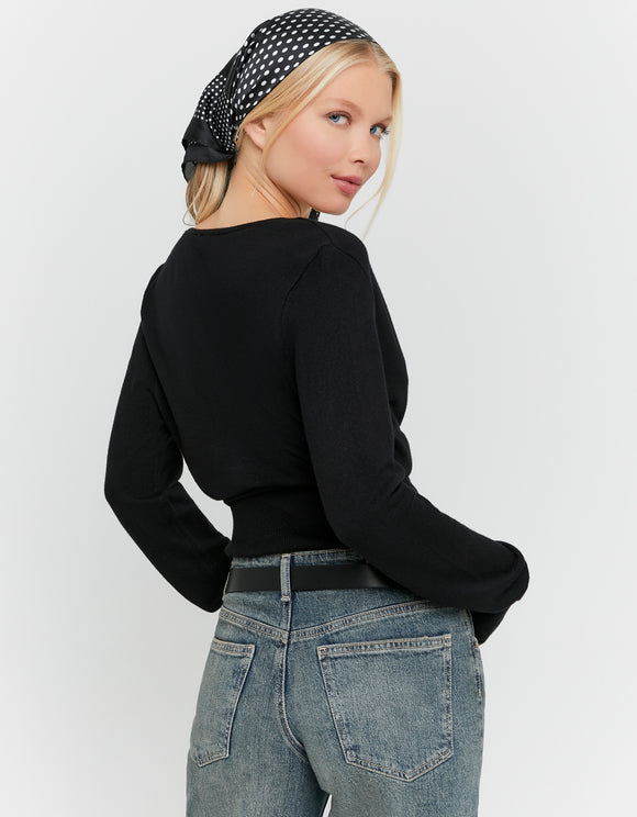 Tally Weijl Black Wrap Knit Jumper, back view