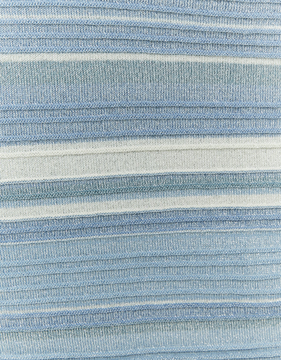 Tally Weijl blue and white striped knit fabric detail