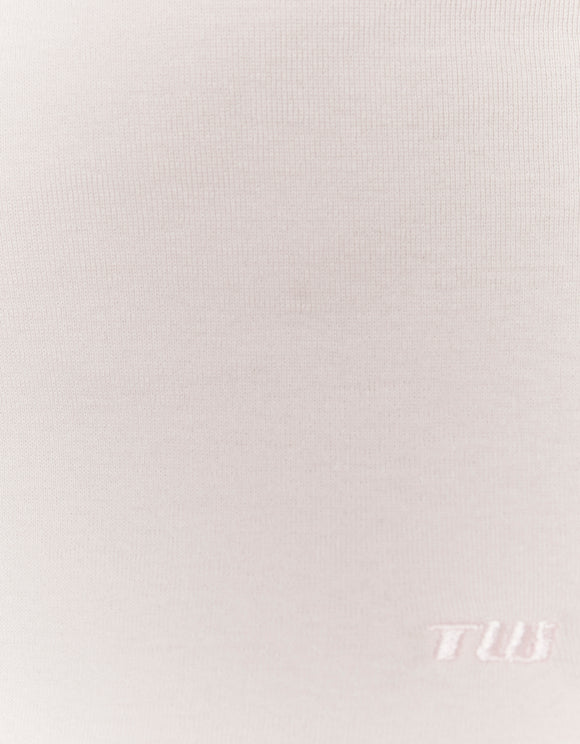 Tally Weijl pink basic top fabric detail with embroidered logo