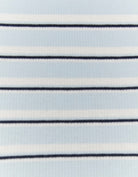 Tally Weijl blue striped basic T shirt in white, blue and black, fabric detail