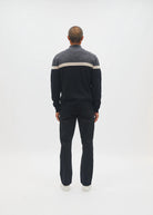 Diesel Tully Half Zip Charcoal Marl sweater worn by model, full back view