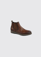 Dubarry Seth men's Chelsea boot in whiskey, angled side view showing stitched welt and rubber sole
