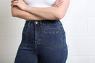 Rant & Rave Ada wide leg jean in Mid Ink, front pocket and waistband detail.