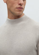 Diesel Daxton Sweater Beachcomber light grey ribbed mock neck collar detail
