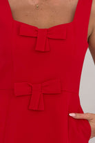Girl In Mind Nola bow mini dress in red, bow detail view