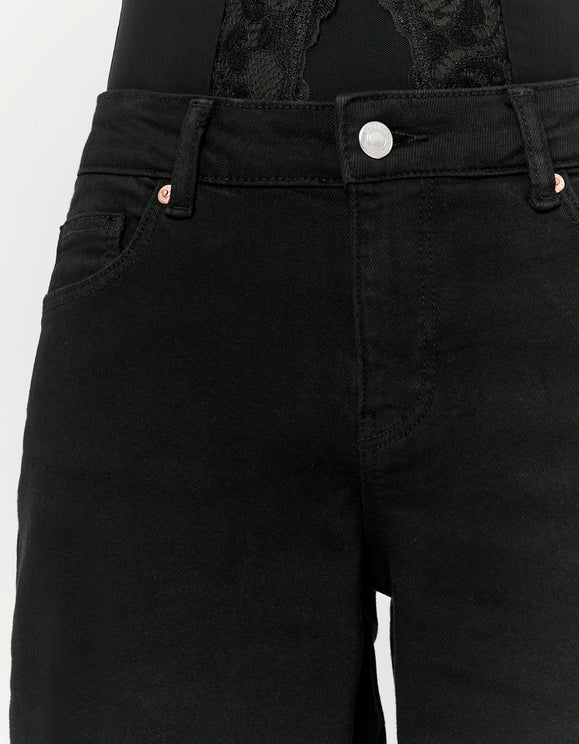 Tally Weijl black high waist wide leg jeans, waistband and fly detail