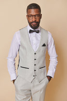 MARC DARCY Spencer Stone Single Breasted Waistcoat Stone front view