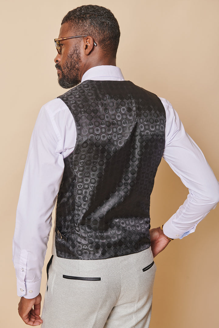MARC DARCY Spencer Stone Single Breasted Waistcoat Stone side view