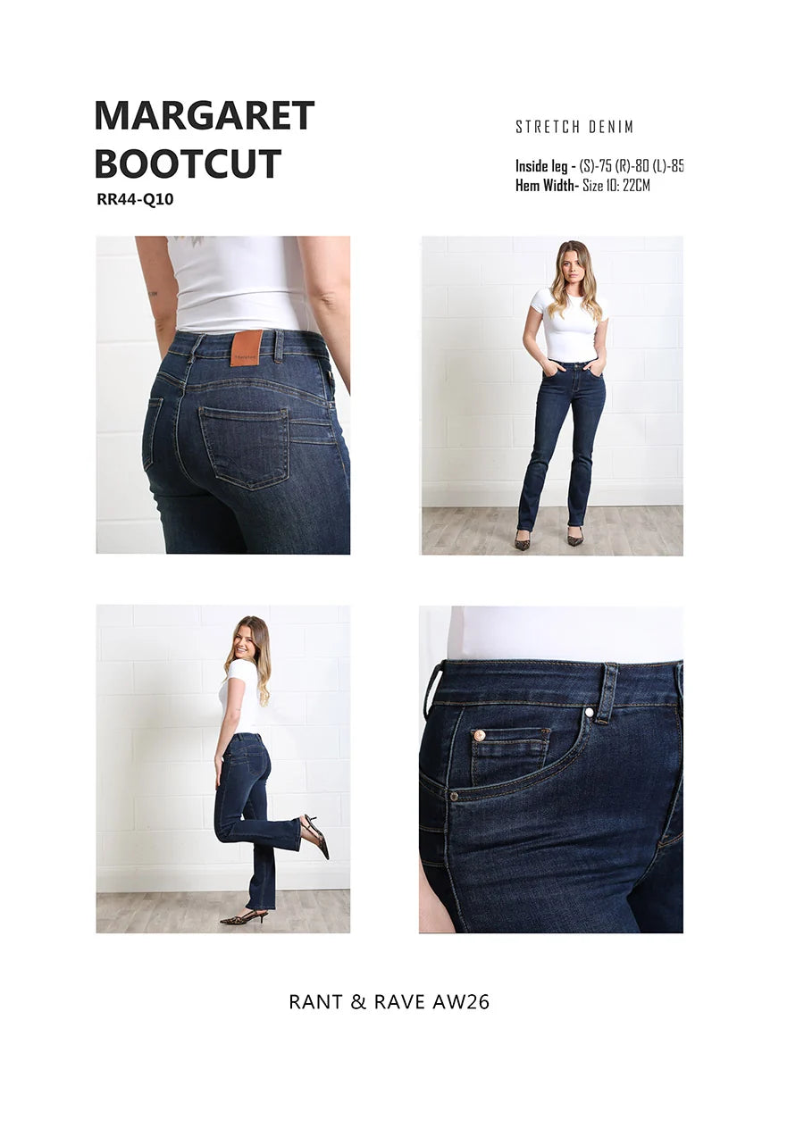 Rant & Rave Margaret bootcut jeans in mid blue product collage