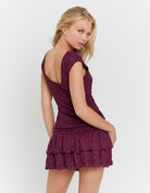 Tally Weijl Burgundy Lace Mini Dress, styled product view