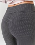 Tally Weijl grey striped flare trousers, back waistband detail