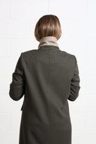 Rant & Rave Olivia Coat deep moss back view detail showing centre back seam and contrast collar