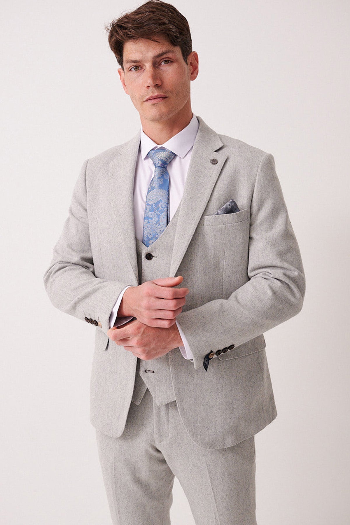MARC DARCY Archie Silver Tweed Blazer SILVER back view