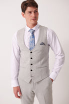 MARC DARCY Archie Silver Tweed Waistcoat SILVER model front view