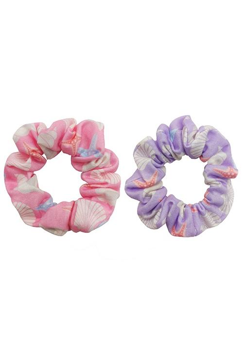 2 Pack Seashell Scrunchie-Purple