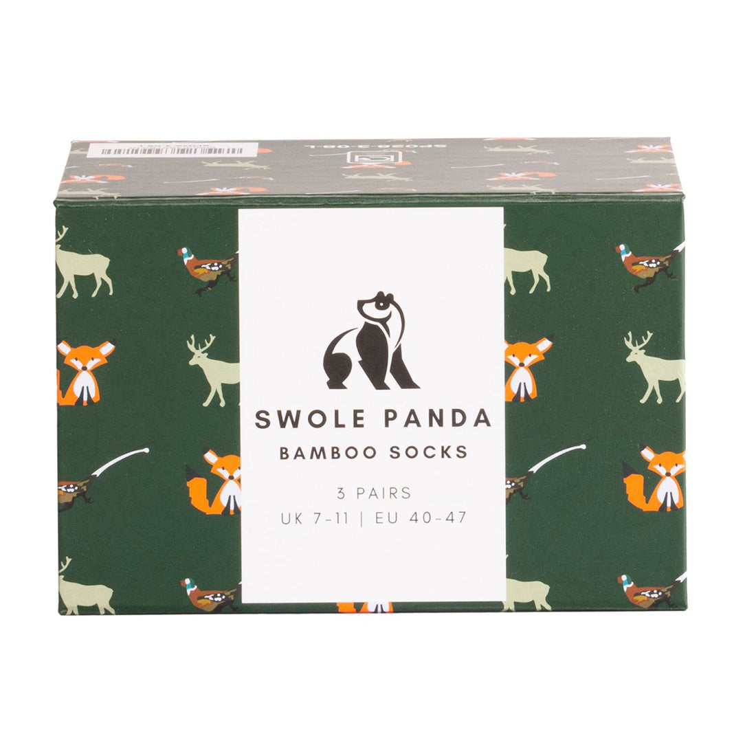 One pair each of Foxes, Stags and Pheasants socks in a closed gift box.