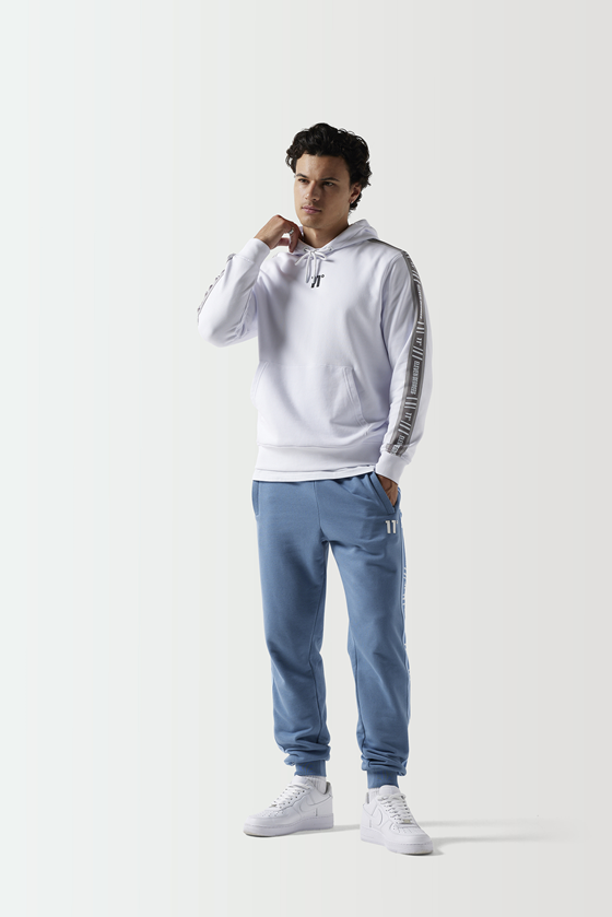 Retro Taped Slim Fit Joggers-Elemental Blue-Full model view