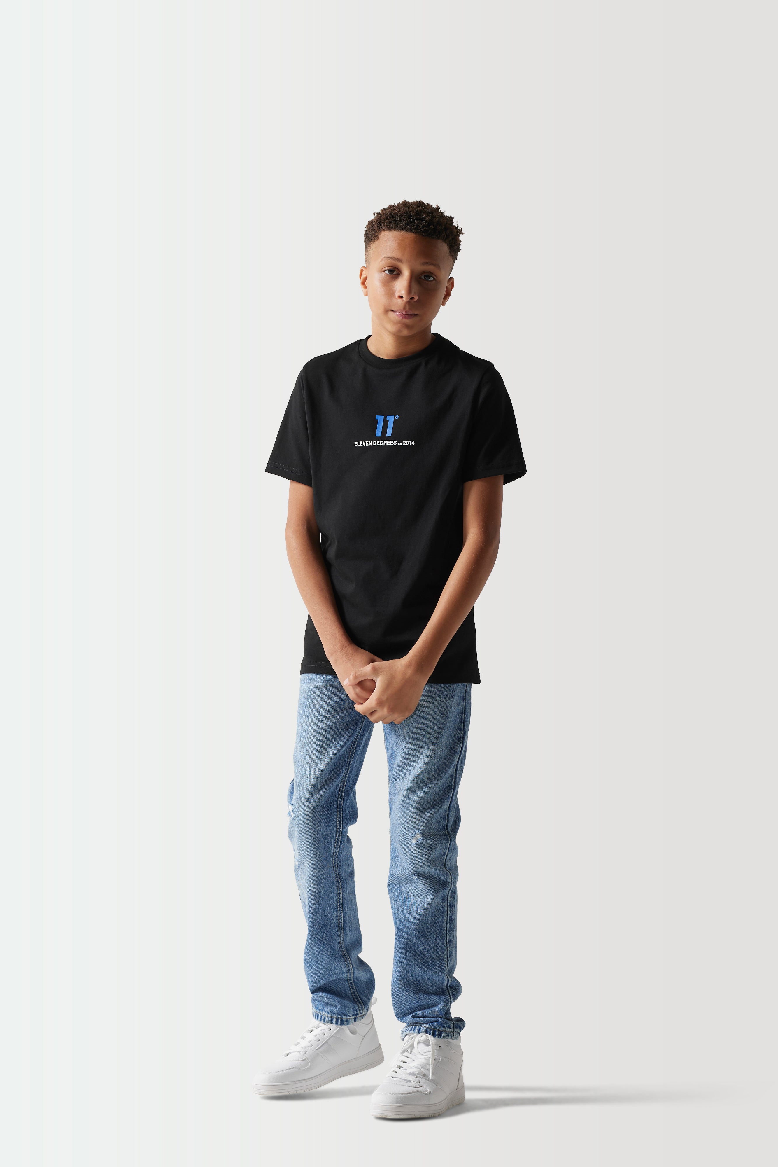 Junior Text Graphic Black Tee-Front view