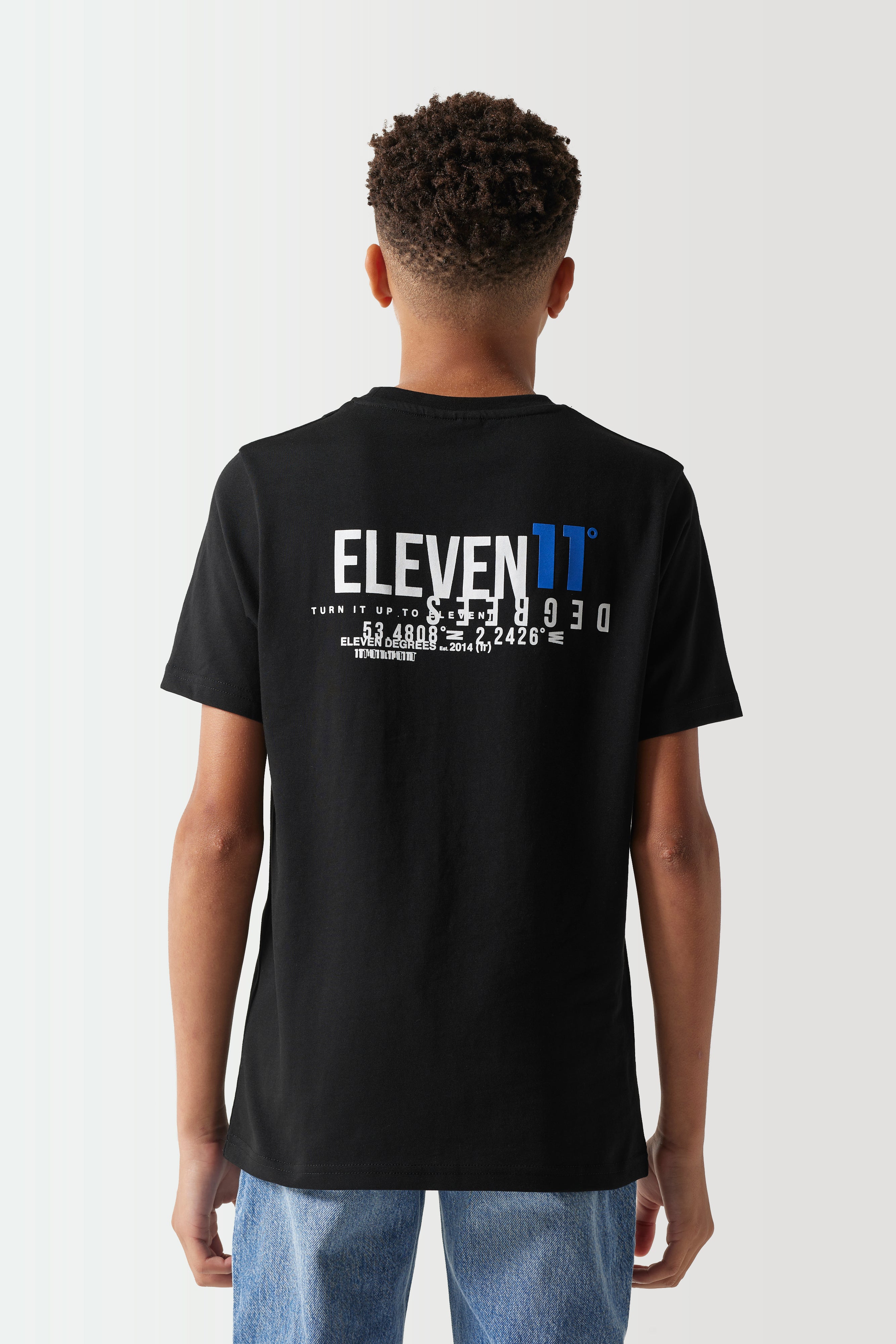 Junior Text Graphic Black Tee-Back view