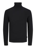 JACK & JONES Emil Knit Roll Neck Jumper in Black angled model view