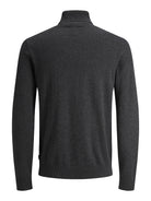 JACK & JONES Emil Knit Roll Neck Jumper in Dark Grey full length model view
