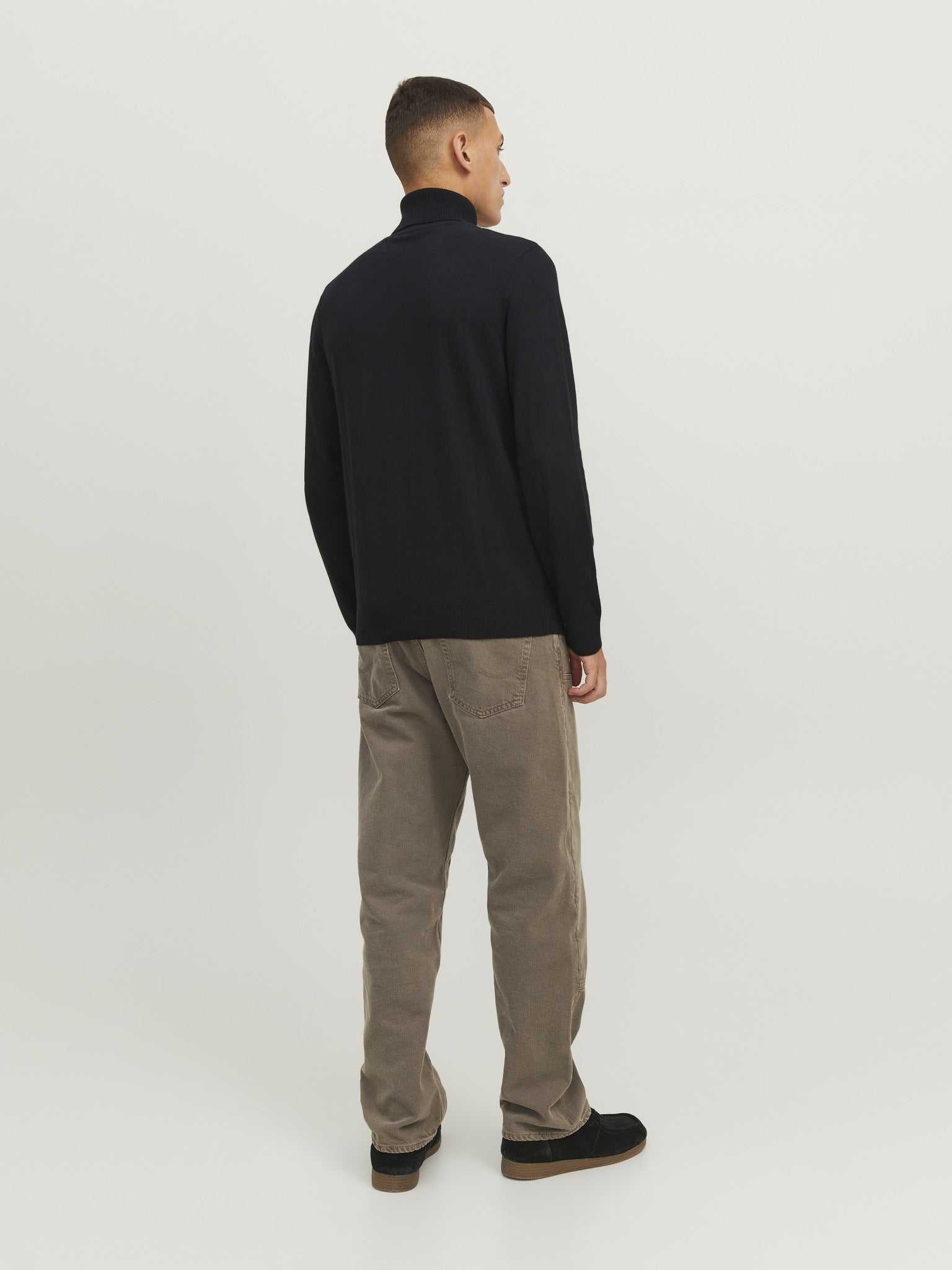 JACK & JONES Emil Knit Roll Neck Jumper in Black front view