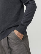 JACK & JONES Emil Knit Roll Neck Jumper in Dark Grey roll neck detail