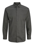 JACK & JONES parker Shirt Long Sleeve - Slim FIT in Dark Grey Melange angled view