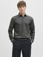 JACK & JONES parker Shirt Long Sleeve - Slim FIT in Dark Grey Melange front view