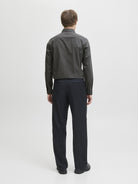 JACK & JONES parker Shirt Long Sleeve - Slim FIT in Dark Grey Melange back view on model