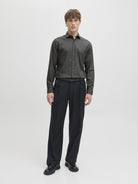 JACK & JONES parker Shirt Long Sleeve - Slim FIT in Dark Grey Melange full length view