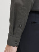 JACK & JONES parker Shirt Long Sleeve - Slim FIT in Dark Grey Melange slim fit