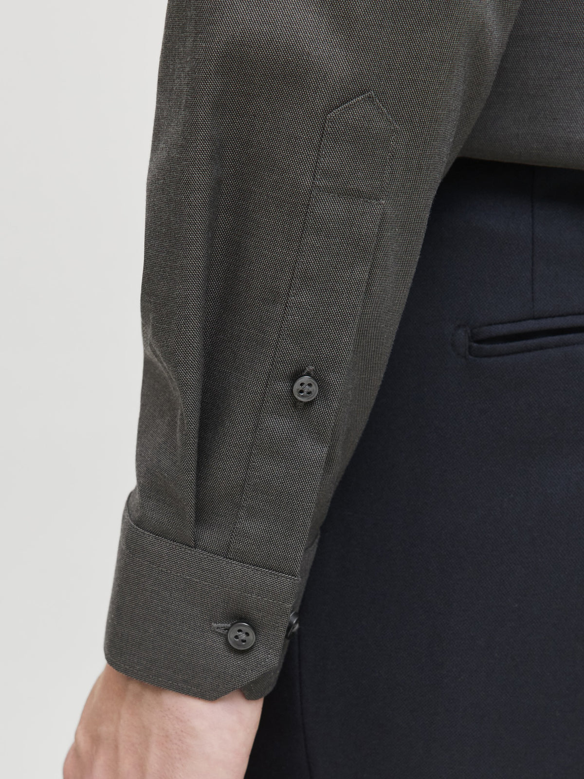JACK & JONES parker Shirt Long Sleeve - Slim FIT in Dark Grey Melange slim fit