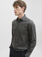 JACK & JONES parker Shirt Long Sleeve - Slim FIT in Dark Grey Melange side view
