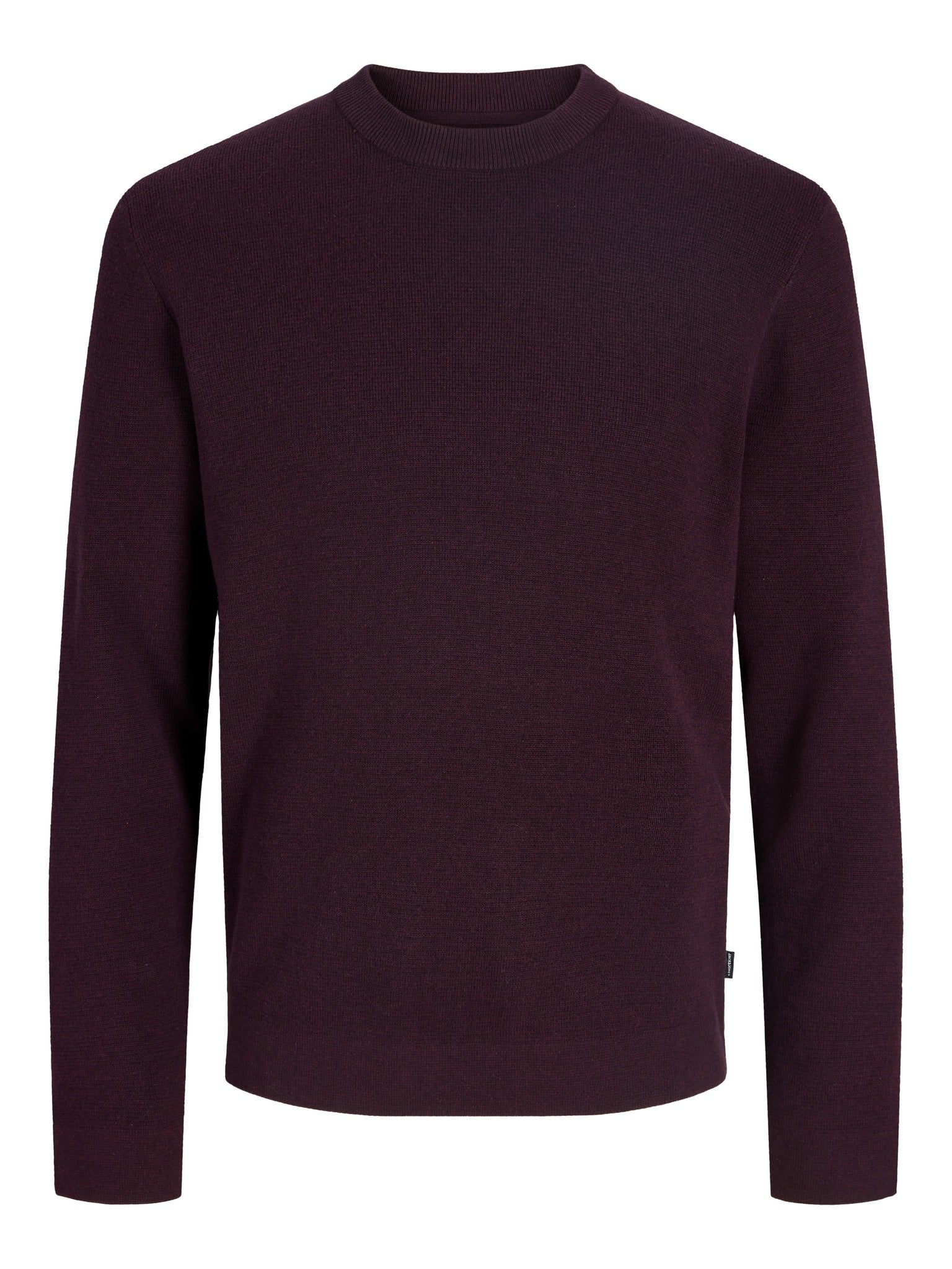 JACK & JONES Milano Stitch Knit Crew Neck in Bitter Chocolate Melange front view