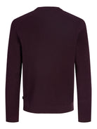 JACK & JONES Milano Stitch Knit Crew Neck in Bitter Chocolate Melange back view