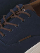 JACK & JONES Islington Canvas Sneaker in Navy Blazer lace detail