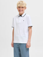 Jack Jones Youths Jack Jones Junior Classic White Paulos Polo Shirt White front view
