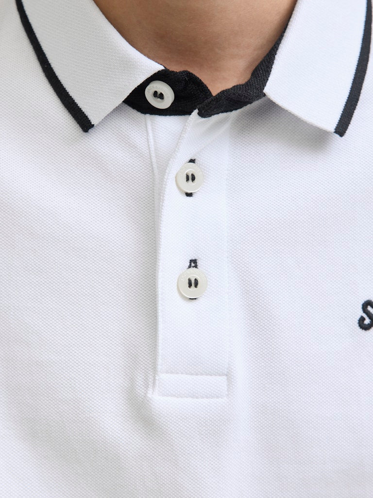 Jack Jones Youths Jack Jones Junior Classic White Paulos Polo Shirt White back view