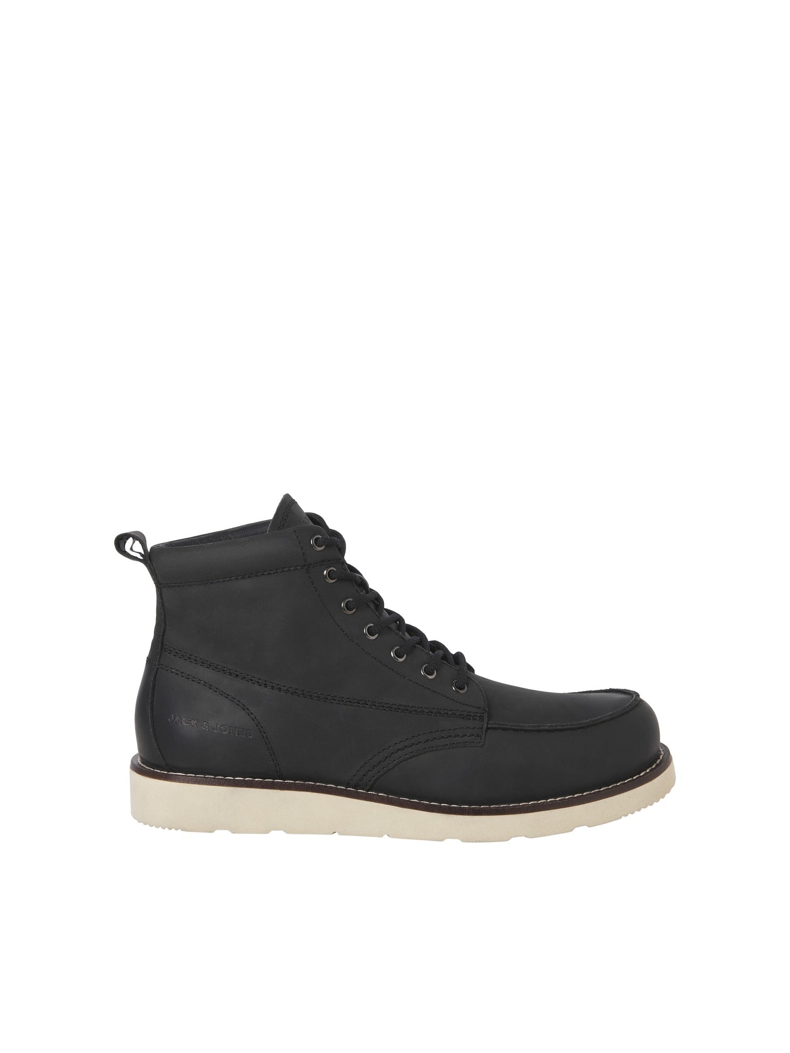 JACK & JONES Toronto Leather Boot in Black back view