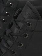 JACK & JONES Toronto Leather Boot in Black lace eyelet detail