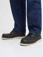 JACK & JONES Toronto Leather Boot in Black angled view on model