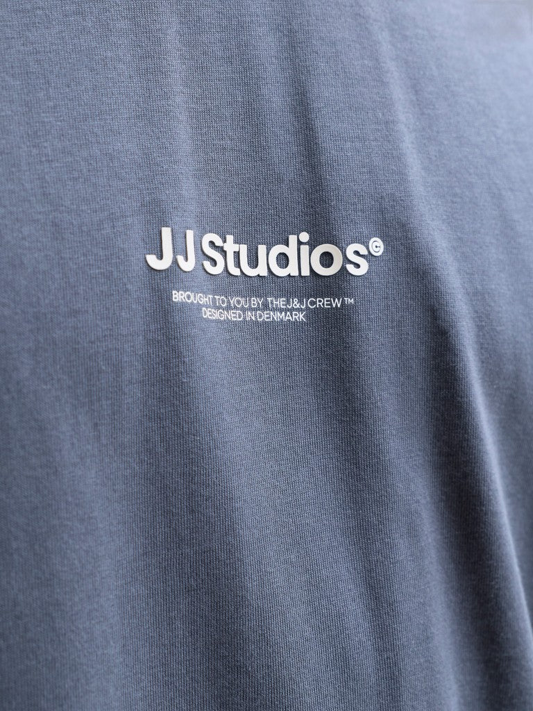 JACK & JONES Jjesoho Tee Crew Neck in Turbulence logo print detail